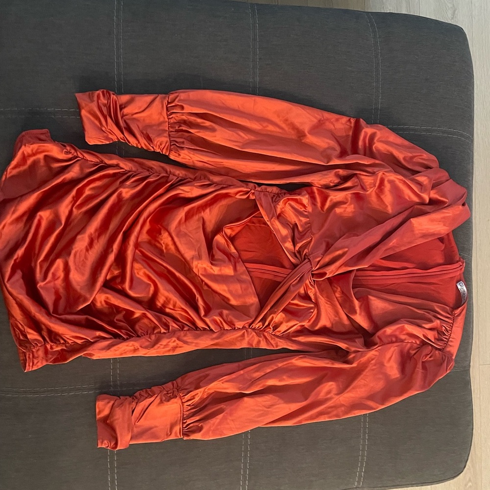 Orange/Brown satin dress - Small